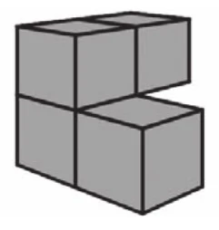 sólido formado por quatro cubos iguais justapostos em forma de S: dois cubos lado a lado na fileira de cima e dois cubos lado a lado na fileira de baixo, deslocados um cubo para a frente